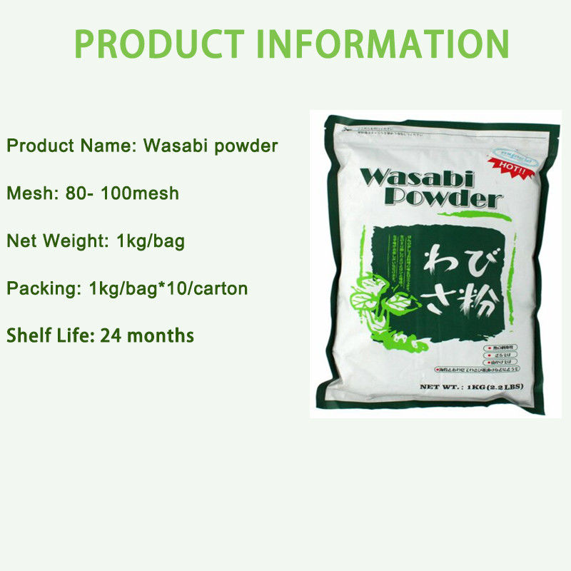 Fabrik OEM Trockenes Wasabi Gewürzpulver Würzliches Wasabi Pulver 1kg pro Beutel Für Sushi Restaurant