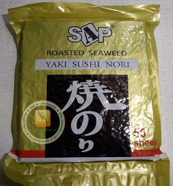 Yaki-Sushi Nori-Meerespflanzen-Blätter brieten reife Meerespflanzen-Chip-dunkelgrüne Farbe